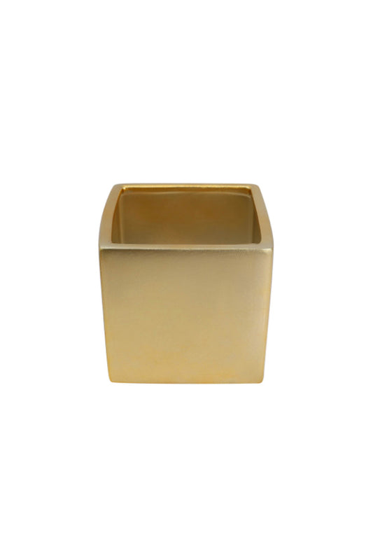 Square Small Gold Ceramic Vase