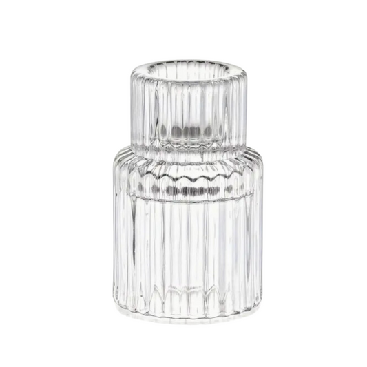 Golden Round Glass Dual Pillar - Candle Holder