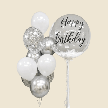 Silver & White Happy Birthday Balloon Set – 16 Inch Premium Balloons