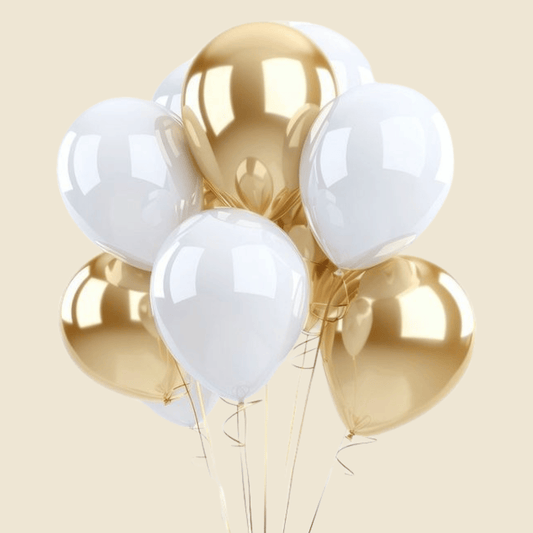 White & Gold Balloon Set – 16 Inch Premium Latex Balloons