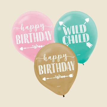 Boho Birthday Balloon Set – 16 Inch Pastel Latex Balloons