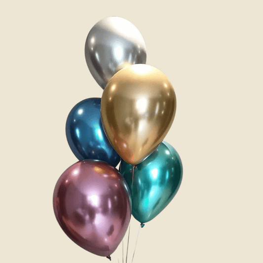 Metallic Rainbow Balloon Set – 16 Inch Premium Latex Balloons (Set of 5 Colors)