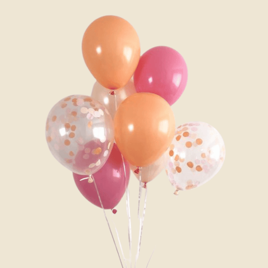 Peach & Pink Confetti Balloon Set – 16 Inch Latex Balloons