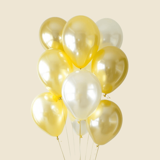 Gold & Ivory Balloon Set – 16 Inch Metallic Latex Balloons