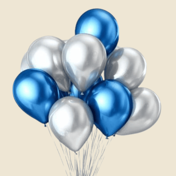 Blue & Silver Balloon Set – 16 Inch Metallic Latex Balloons