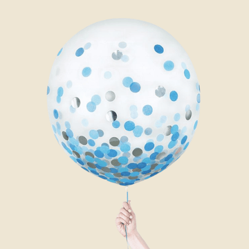 Blue Confetti Balloon – 24 Inch Transparent Latex Balloon