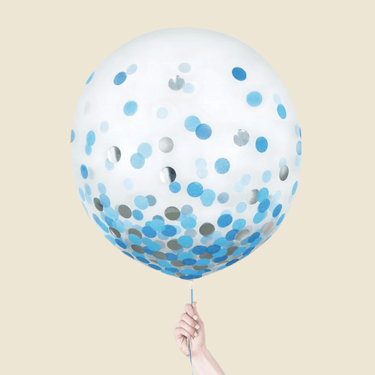 Blue Confetti Balloon – 24 Inch Transparent Latex Balloon