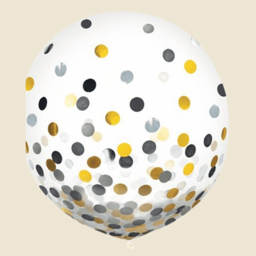 Gold & Silver Confetti Balloon – 24 Inch Transparent Latex Balloon