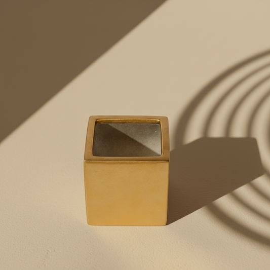 Square Small Gold Ceramic Vase