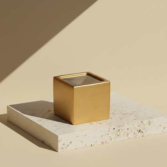 Square Small Gold Ceramic Vase
