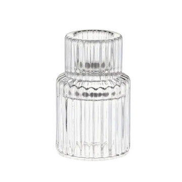 Golden Round Glass Dual Pillar - Candle Holder